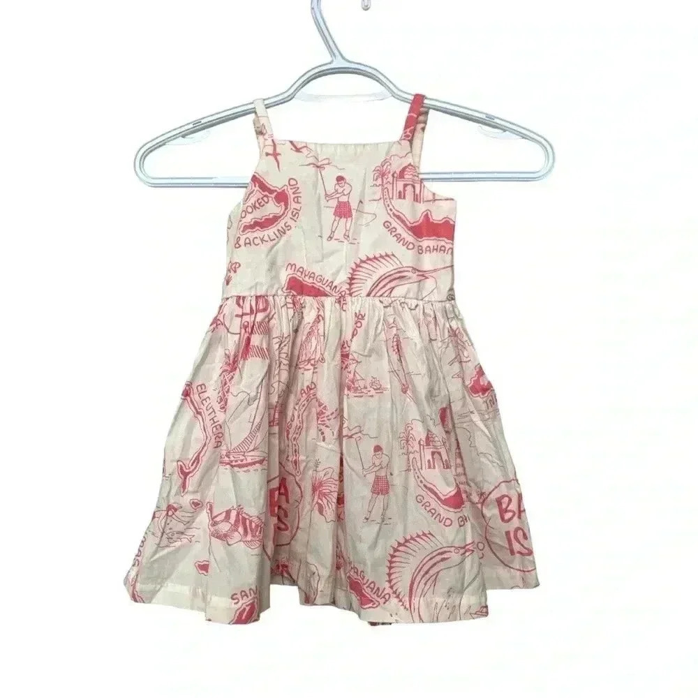 Bahama Hand Prints girls cotton sundress with buttons at the back NWOT